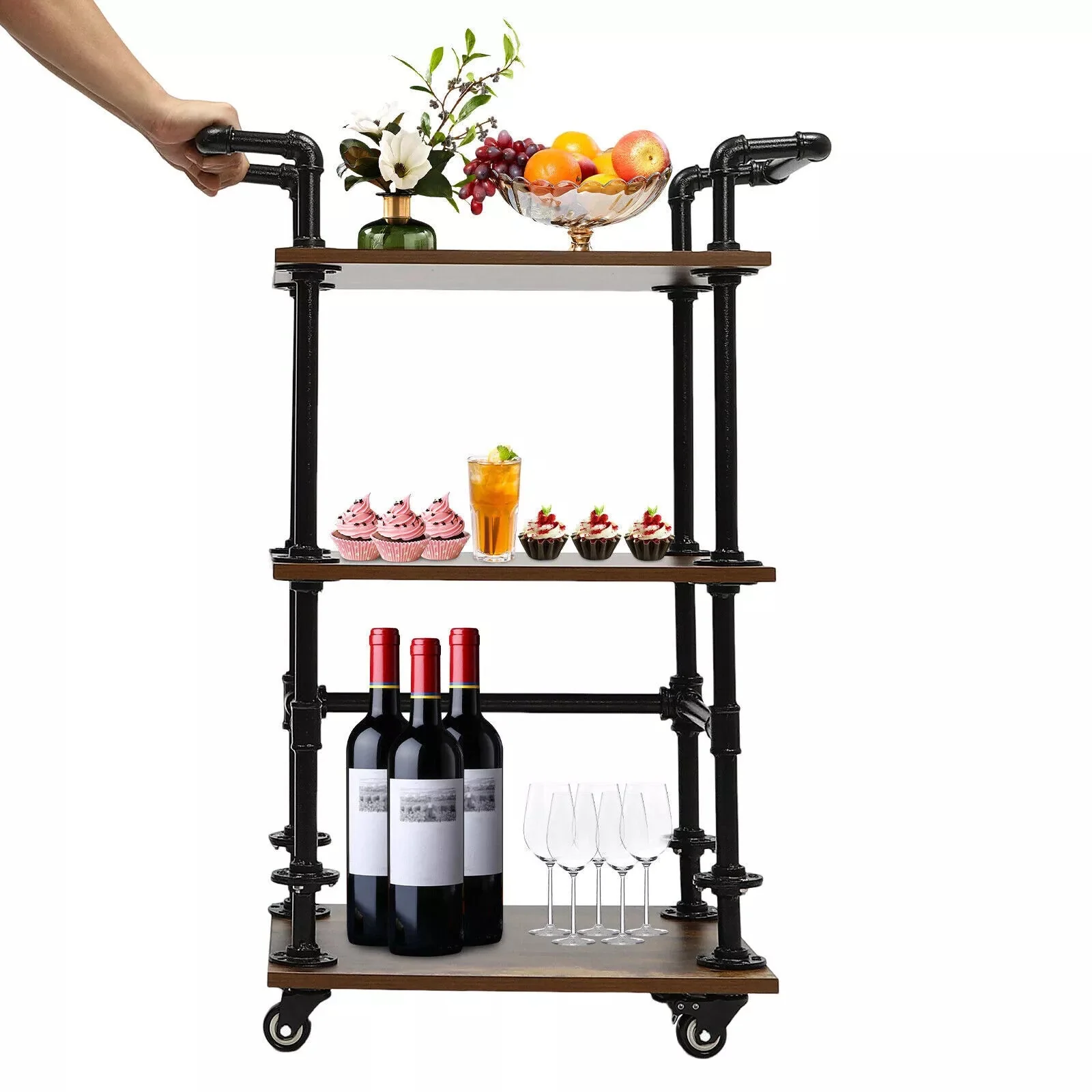 Retro Rolling Beverage Bar Cart - Image 4