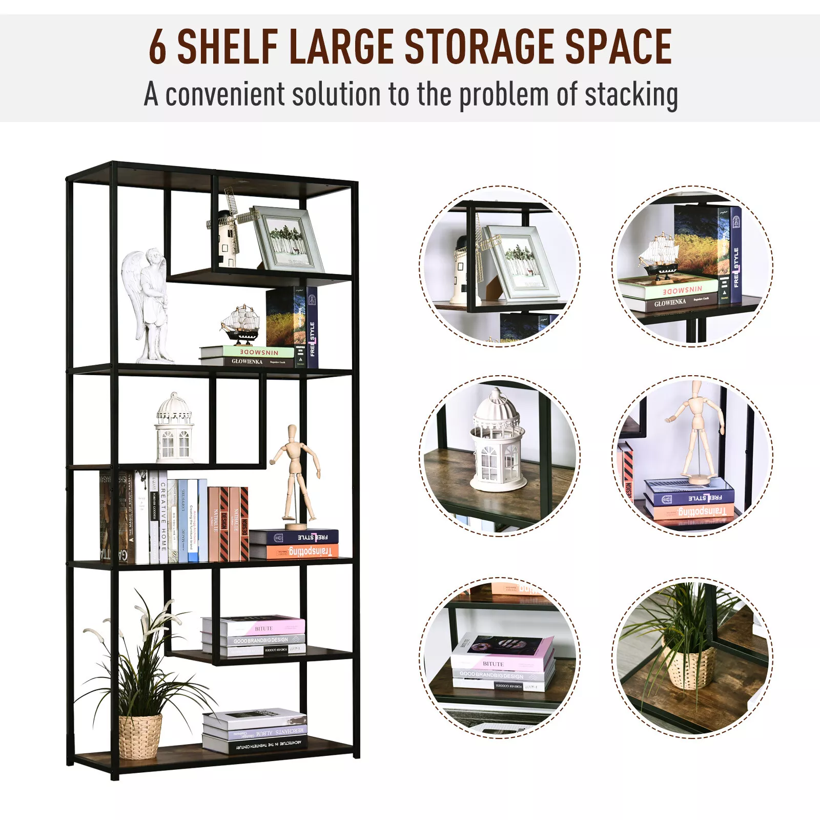Richard Industrial Bookcase Bookshelf - Image 3