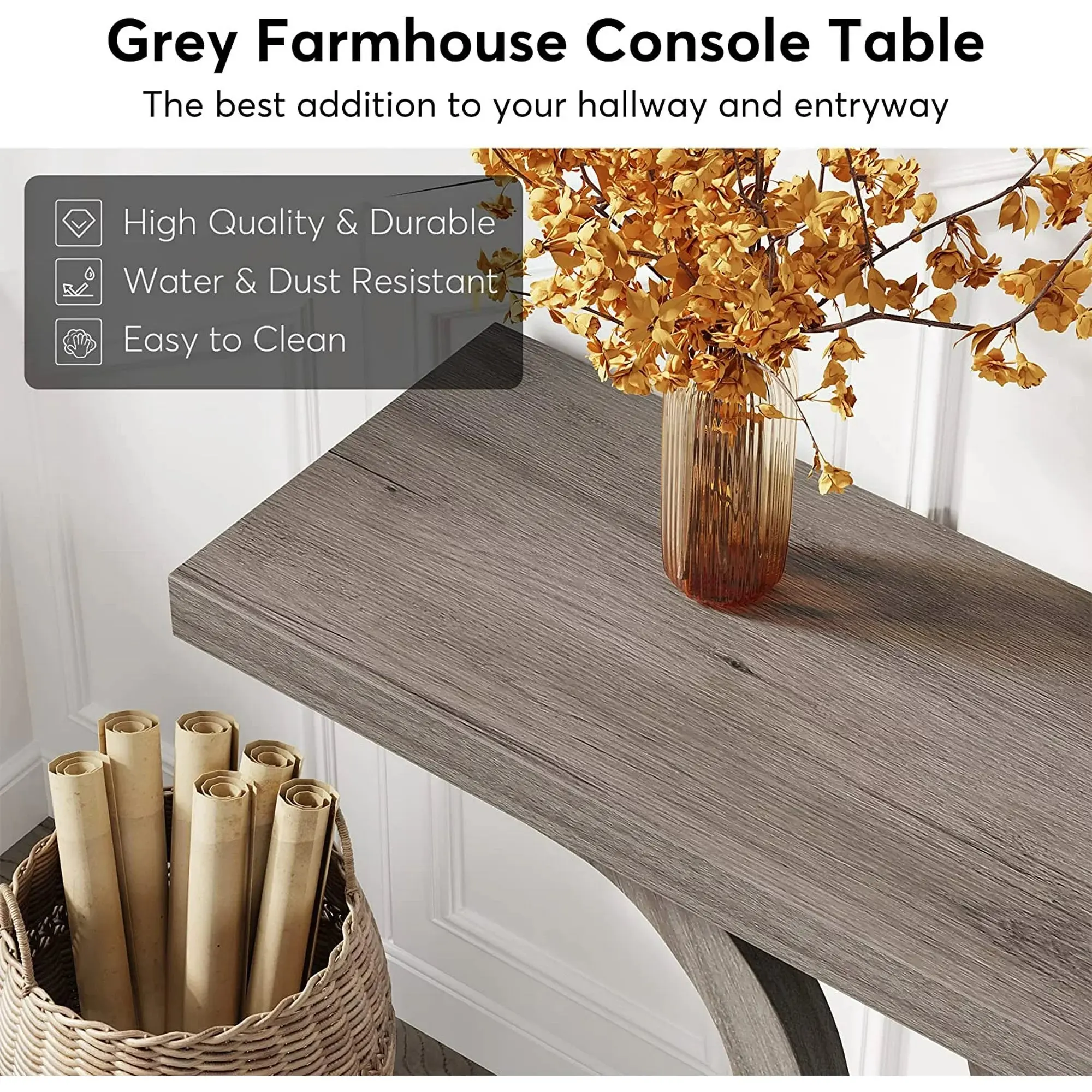 Riley Farmhouse Narrow Entryway Table - Image 3