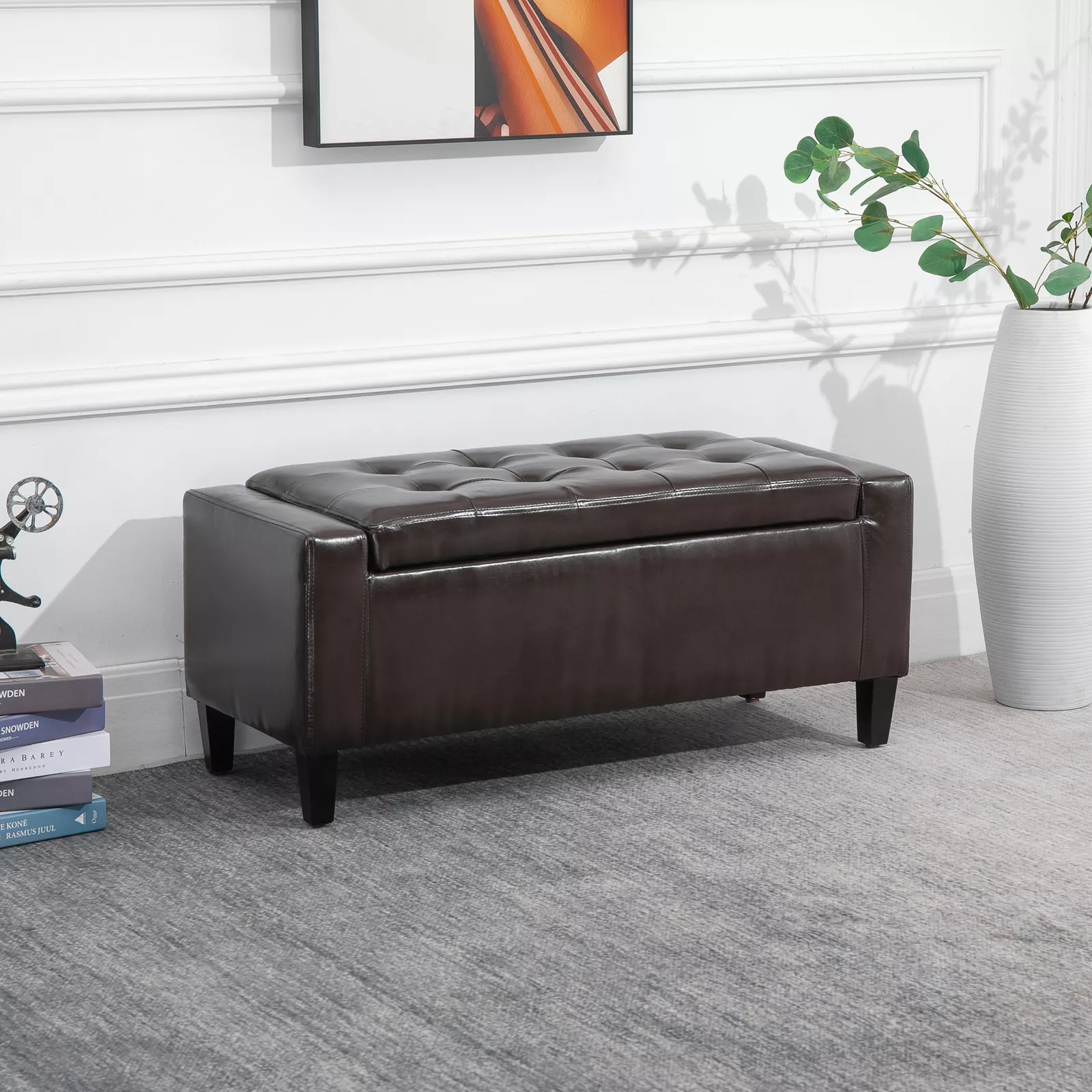 Rita Leather Bedroom Storage Ottoman Bench