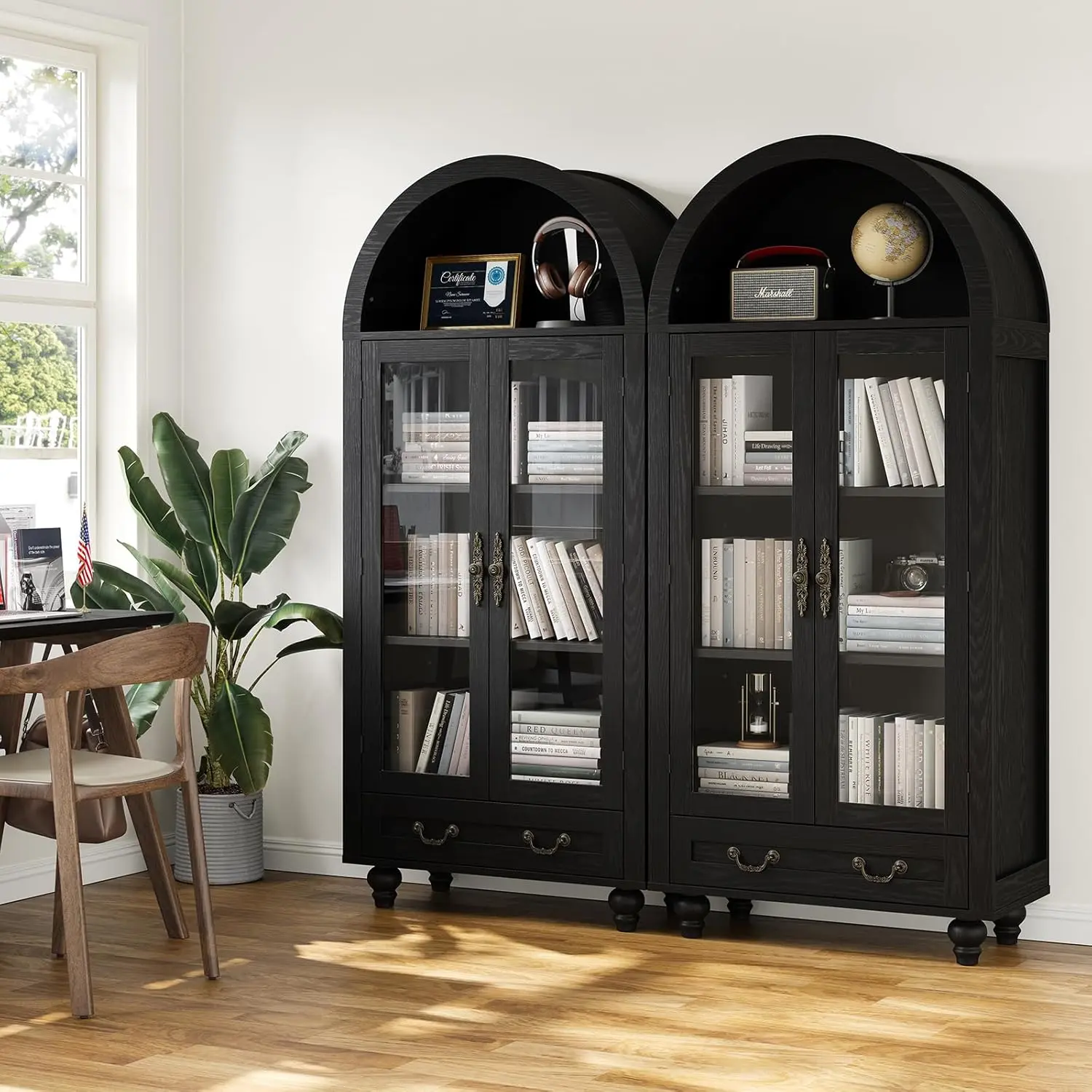 Rivas Black Arched Storage Display Cabinet - Image 6