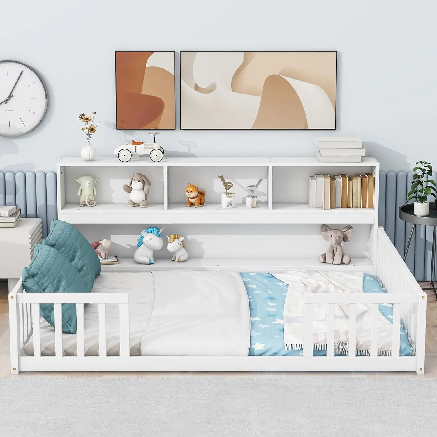 Rivera Children's Montessori Floor Bed With Bookcase - Image 2