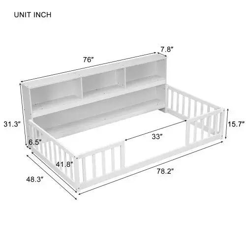 Rivera Children's Montessori Floor Bed With Bookcase - Image 5