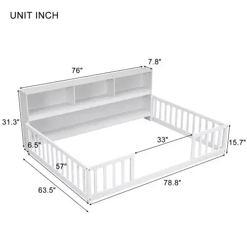 Rivera Children's Montessori Floor Bed With Bookcase - Image 6