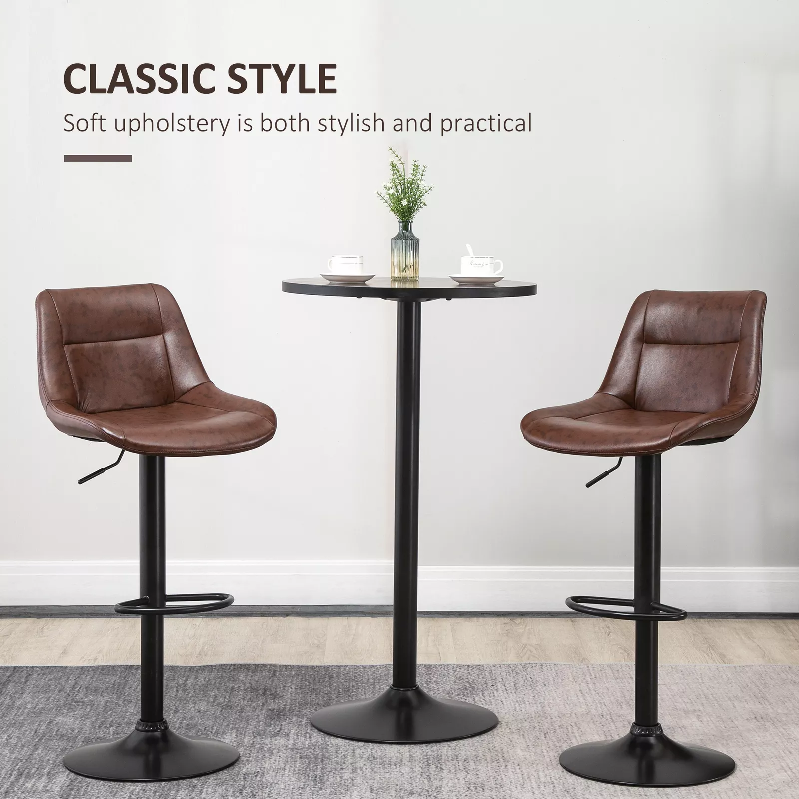 Rohan Leather Swivel Kitchen Bar Stools (Set of 2) - Image 6