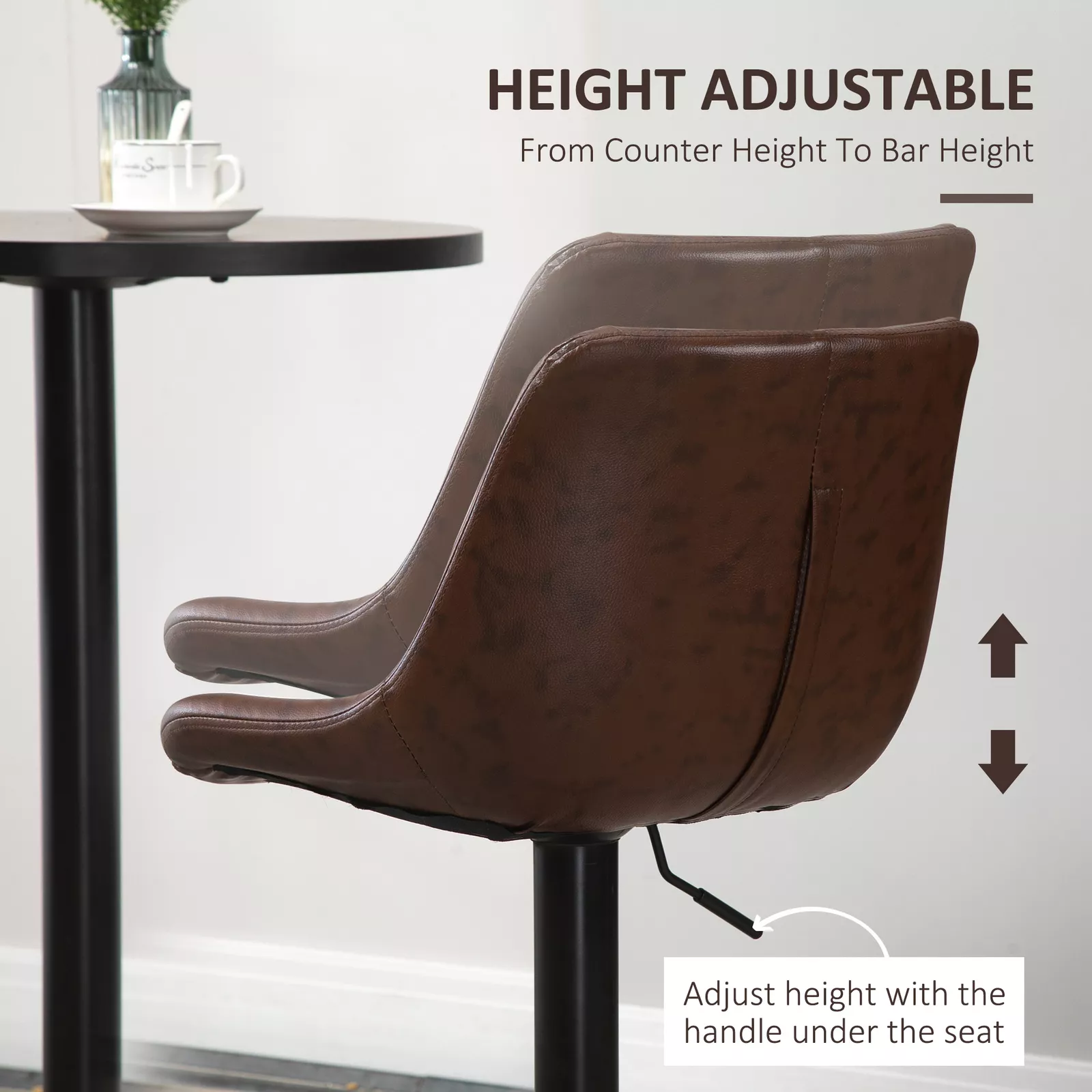 Rohan Leather Swivel Kitchen Bar Stools (Set of 2) - Image 8