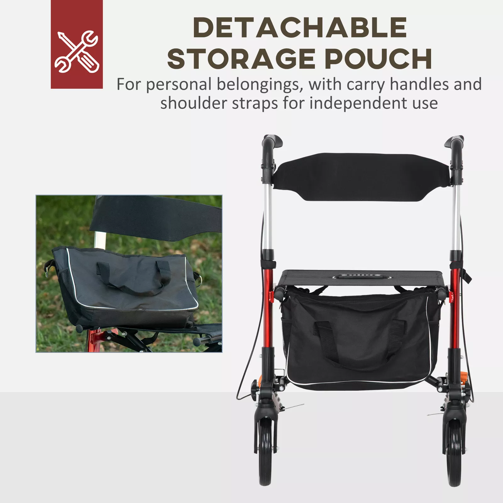 Rollator Elderly Mobility Walker With Seat - Image 3