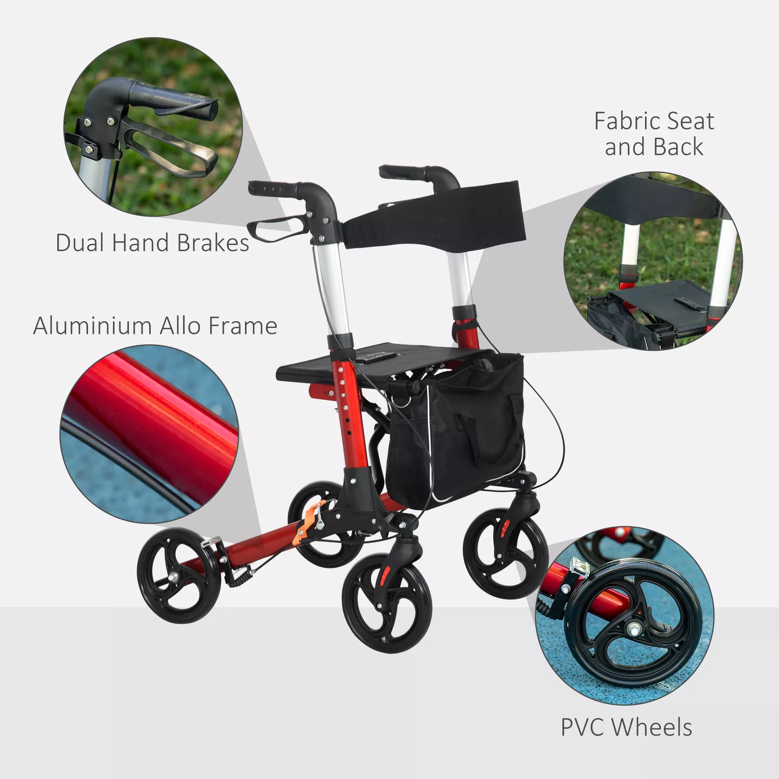 Rollator Elderly Mobility Walker With Seat - Image 6