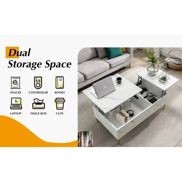 Roman Lift Top Marble Coffee Table - Image 8