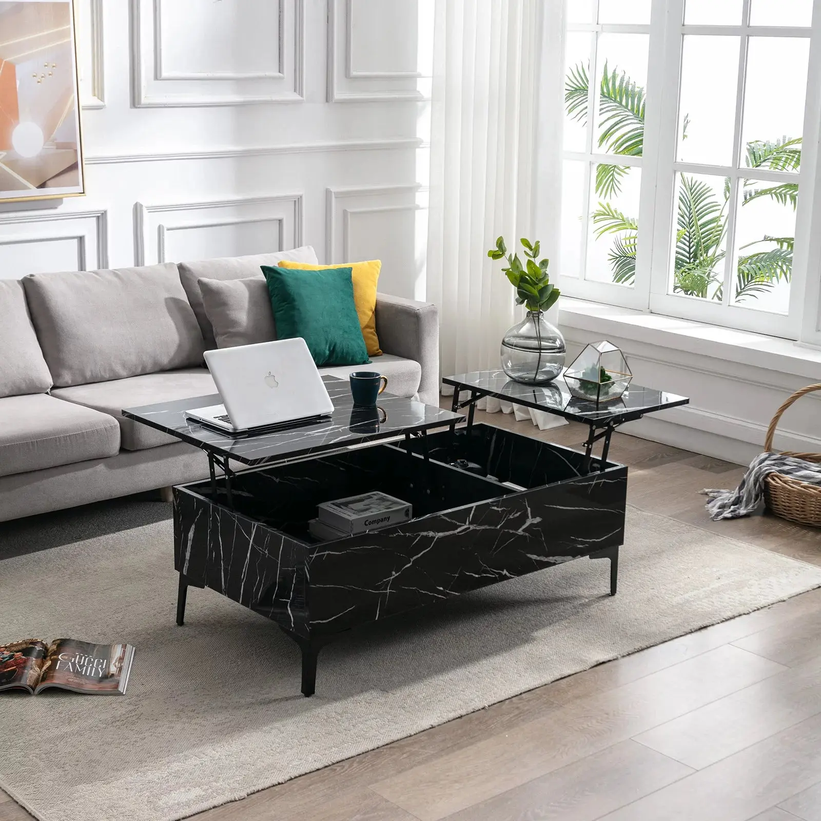 Roman Lift Top Marble Coffee Table - Image 9