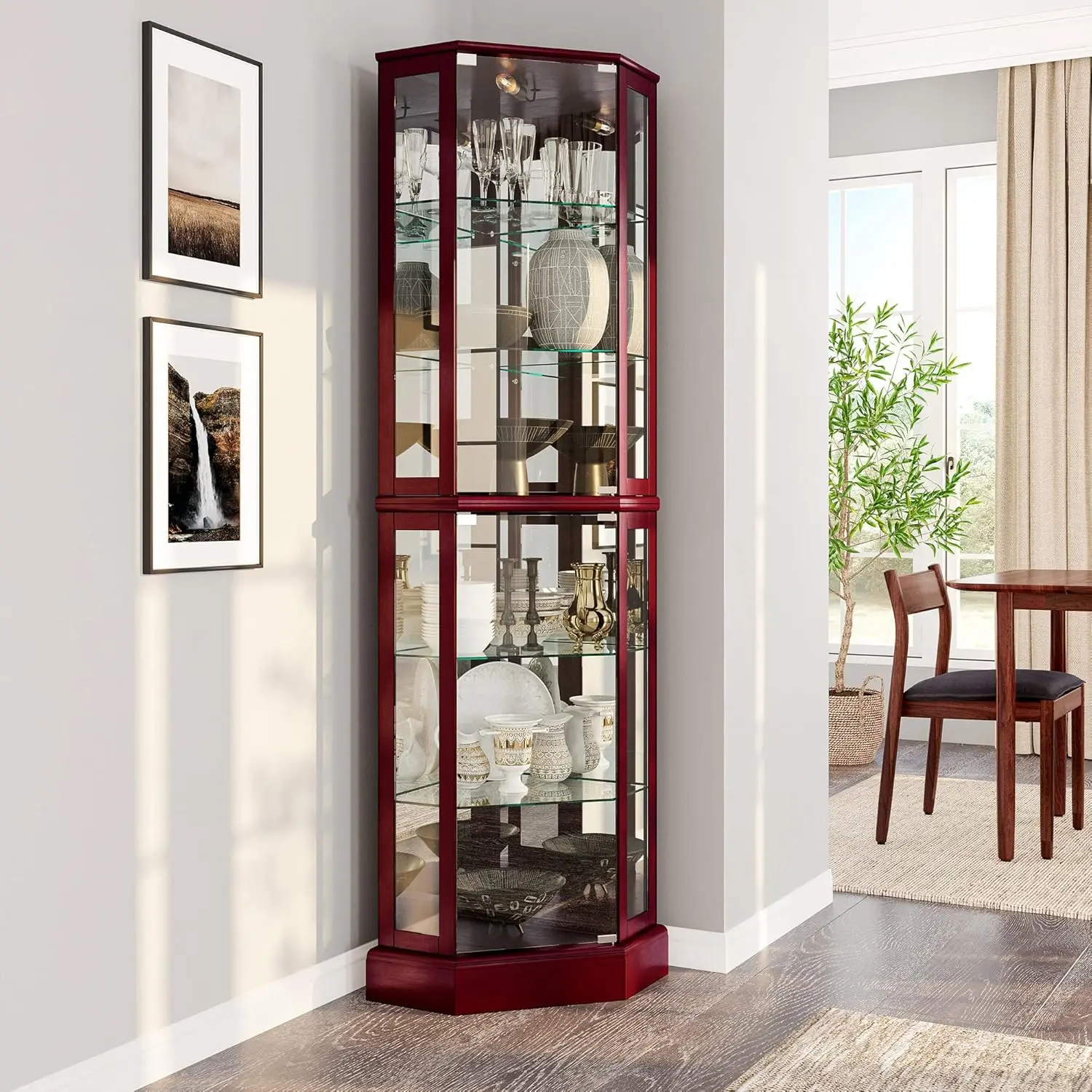Romeo Corner Curio Cabinet With Glass Doors - Image 6