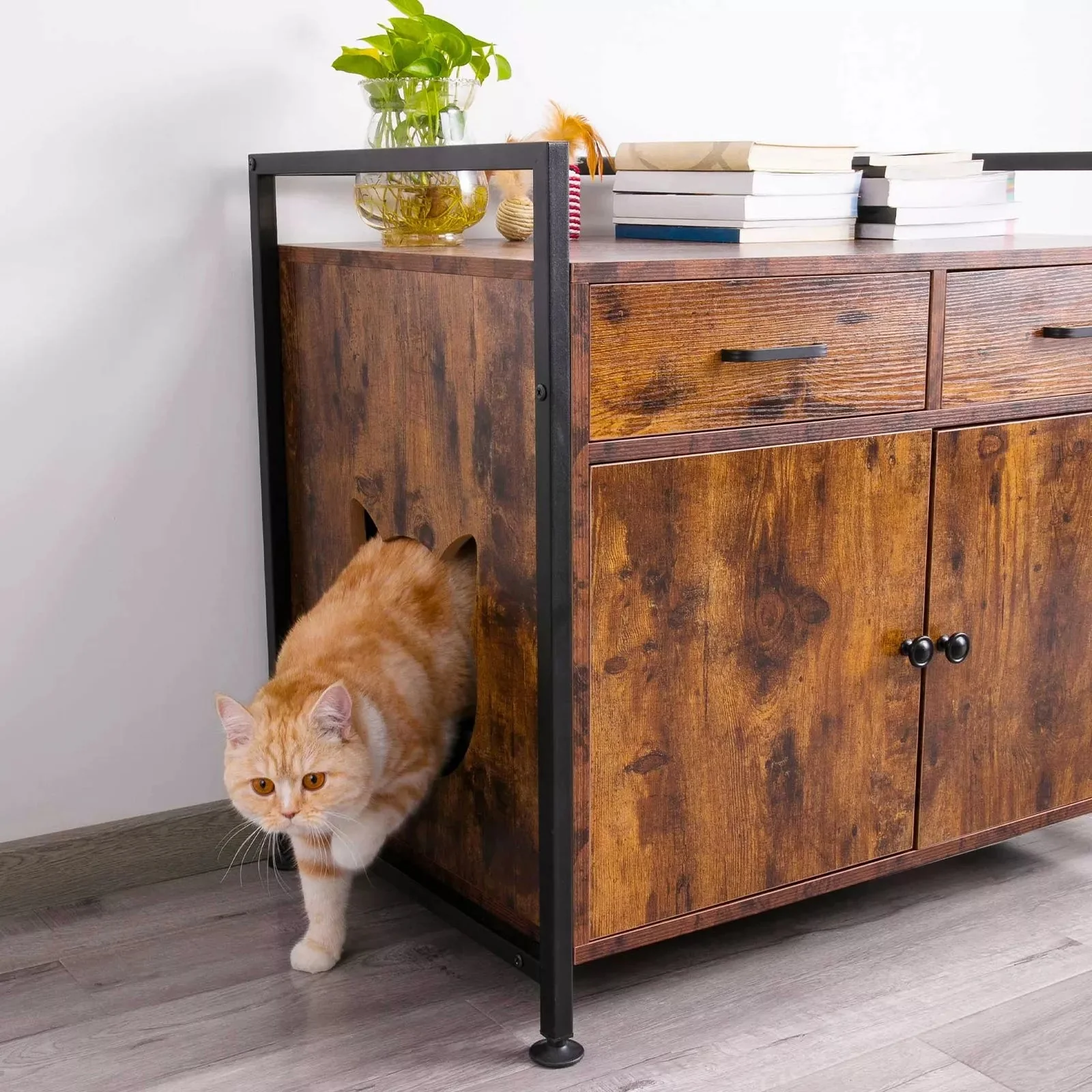 Rustic Cat Litter Box Enclosure Furniture - Image 5