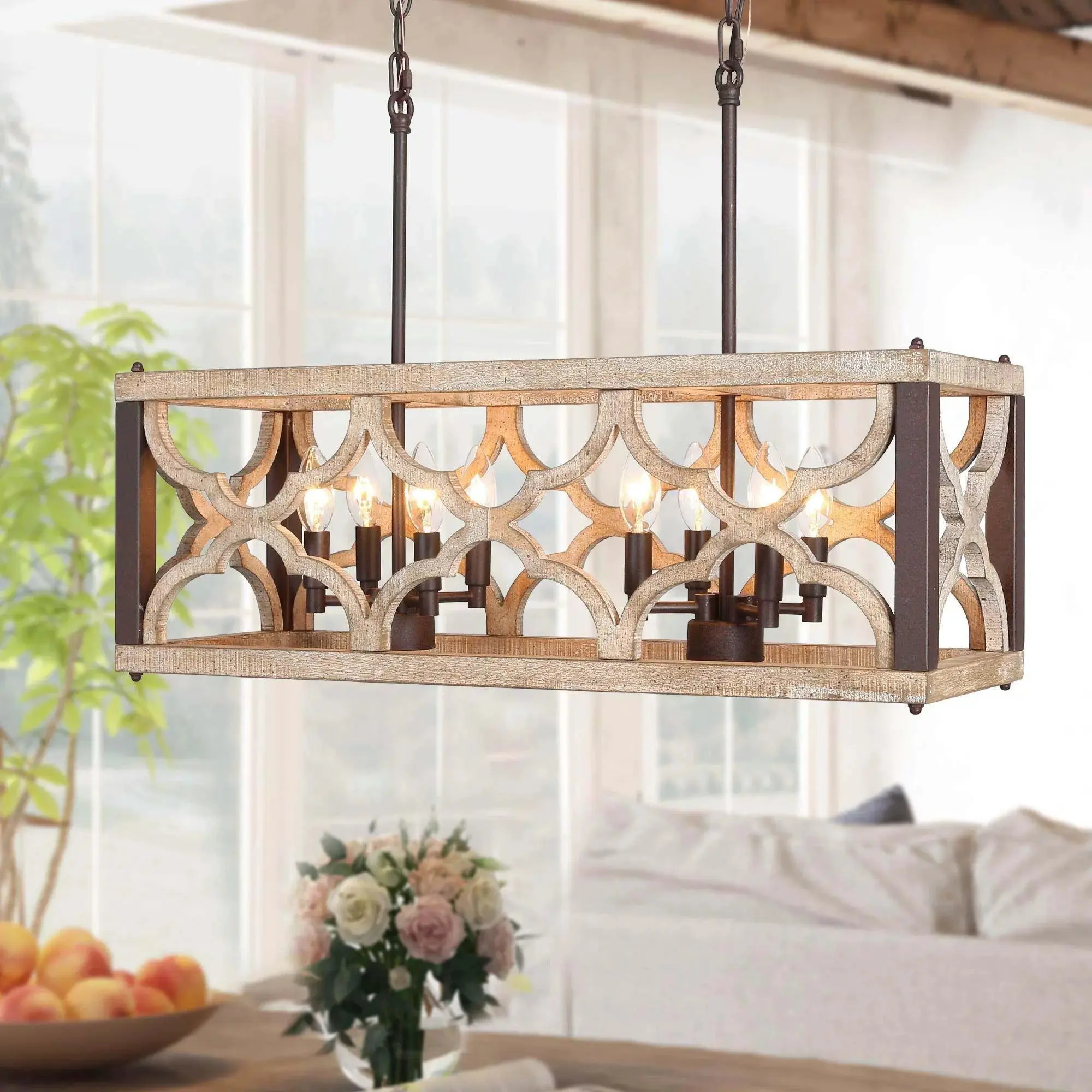 Rustic Gray Farmhouse Dining Room Chandelier - Image 2