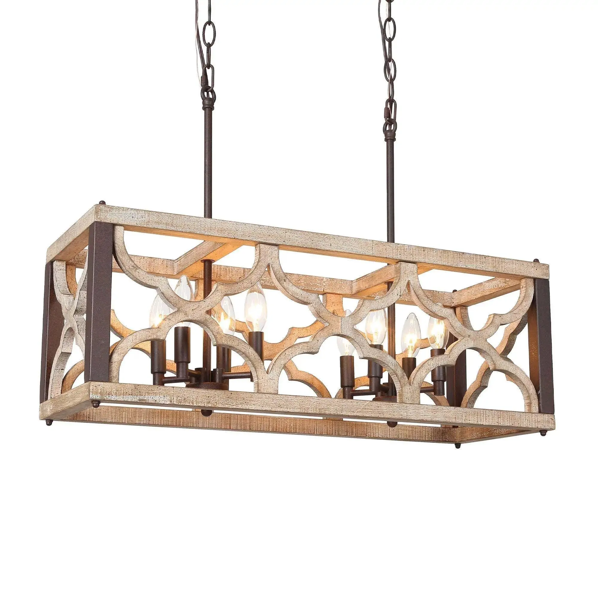 Rustic Gray Farmhouse Dining Room Chandelier - Image 3