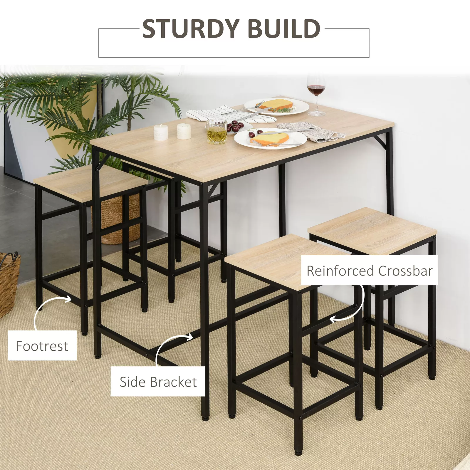 Ruth Countertop Kitchen Dining Table Set For 4 - Image 4