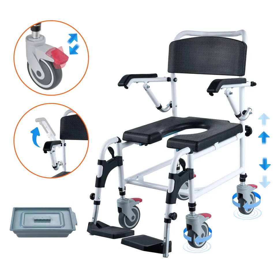 Sadie Elderly Shower Commode Wheelchair - Image 2