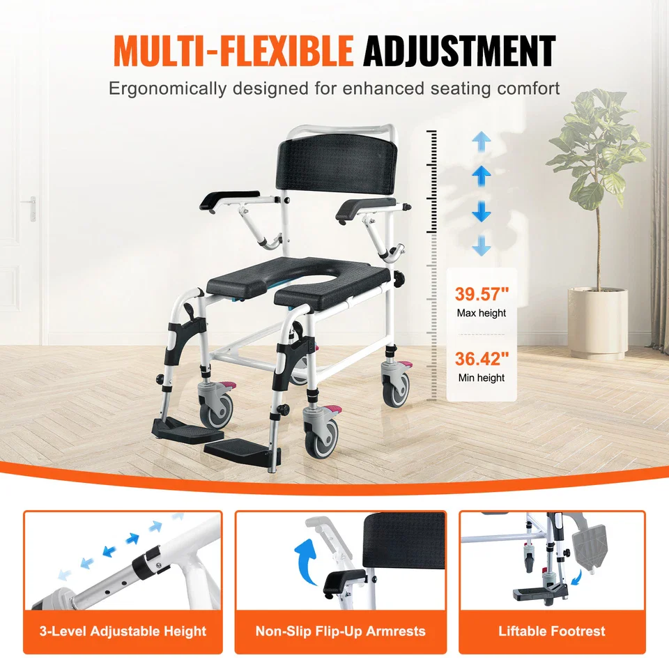 Sadie Elderly Shower Commode Wheelchair - Image 7