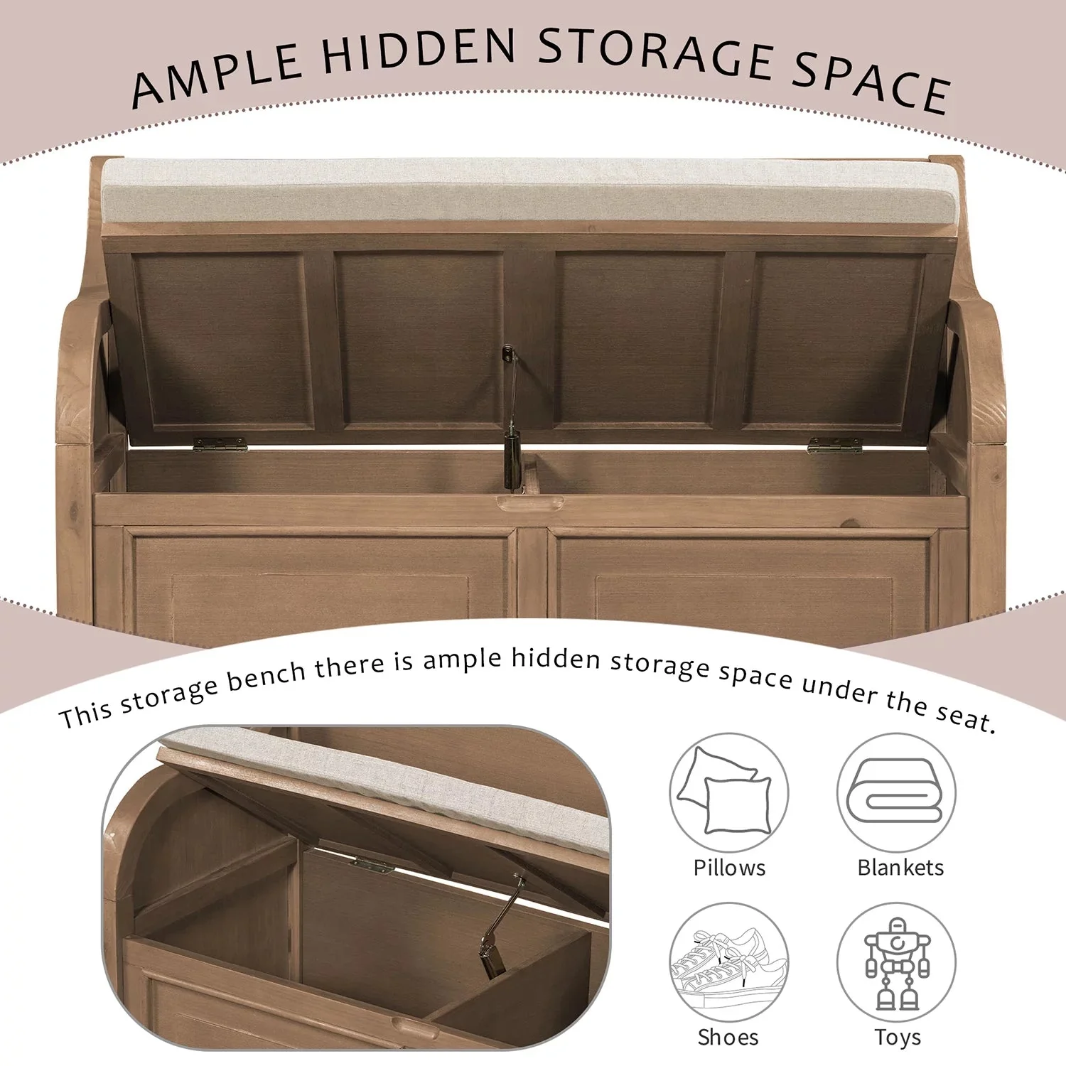 Sahil Indoor Wooden Storage Bench - Image 10