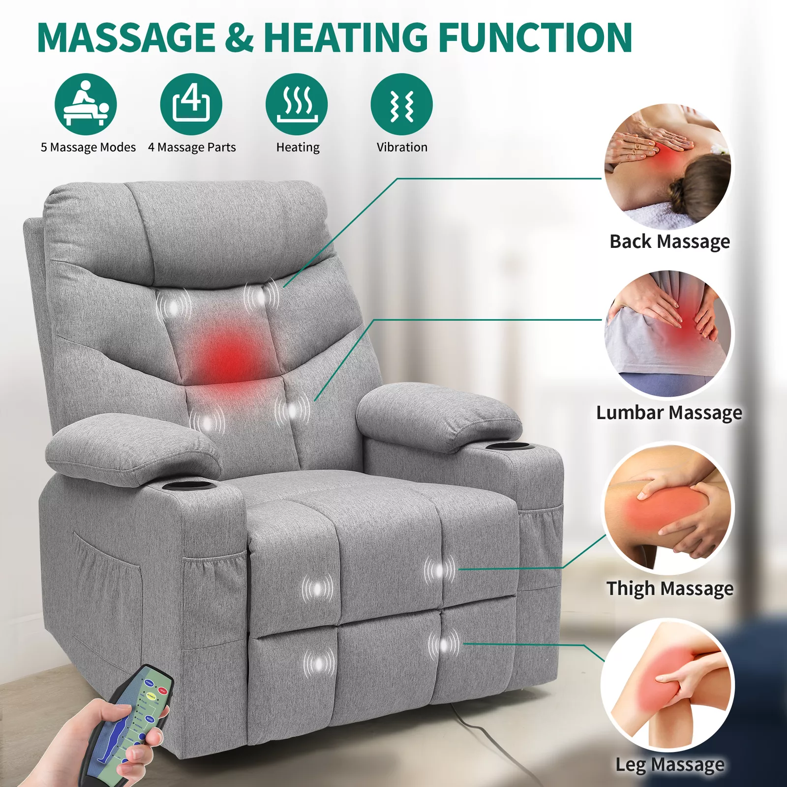 Saira Oversized Wide Recliner Chair - Image 3