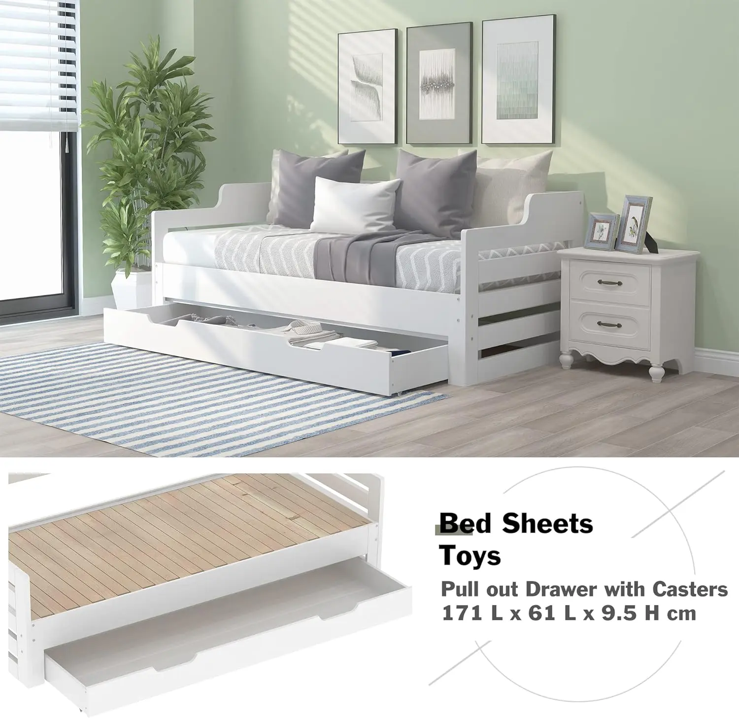 Sara Double Pull Out Day Bed With Storage - Image 4