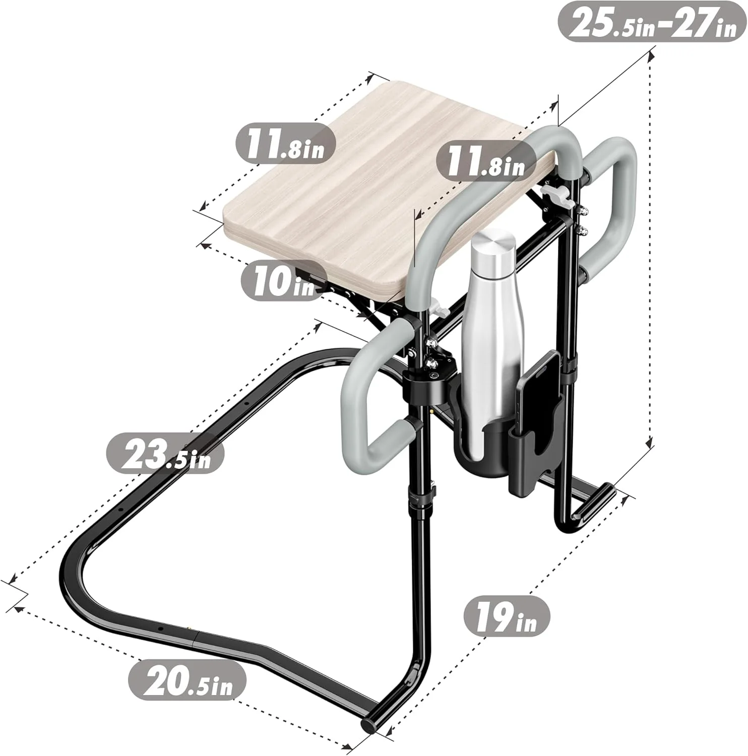 Senior Bed Assist Rail with Support Bar & Cup Holder - Image 2