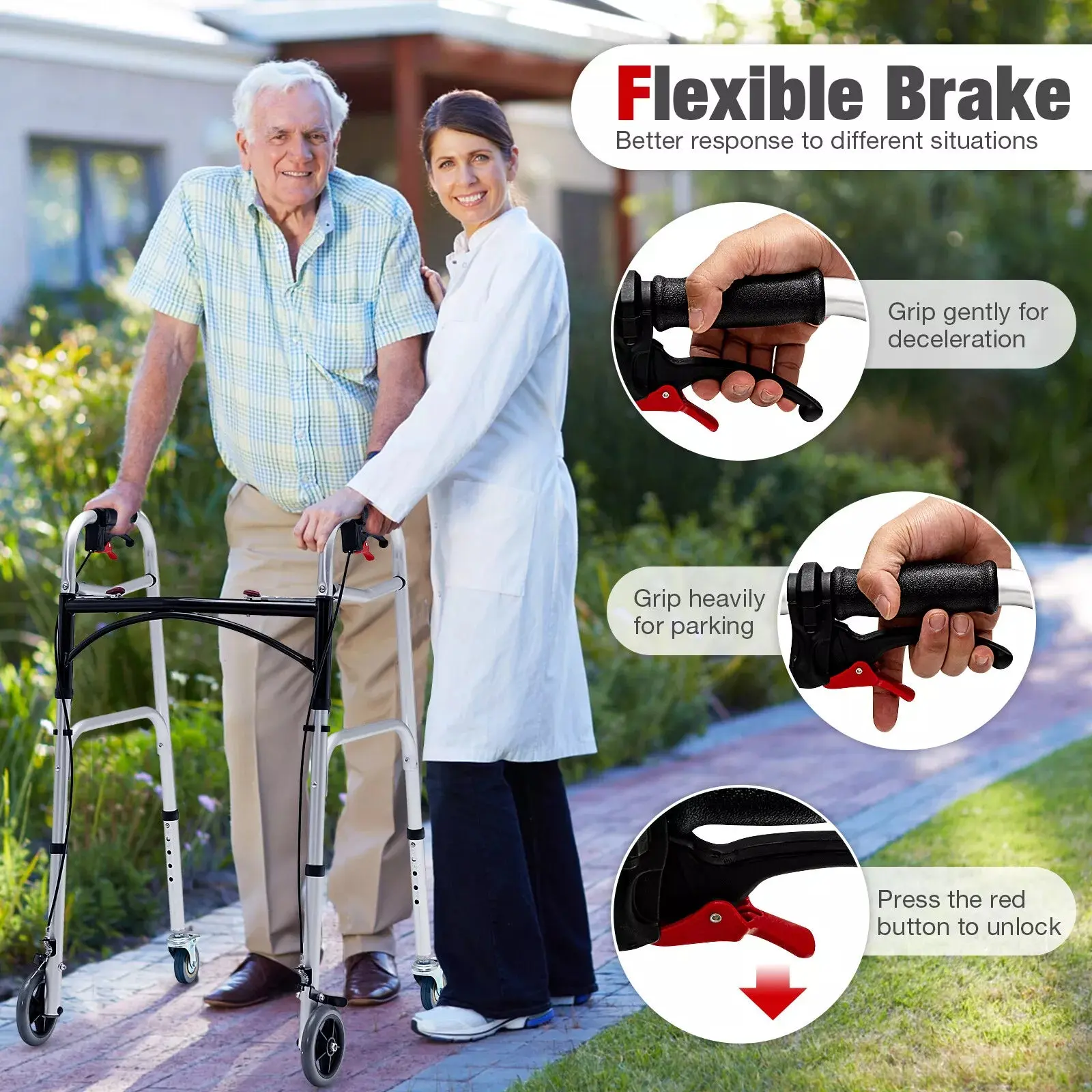 Senior Lightweight Mobility Walker With Seat (With Brake) - Image 5