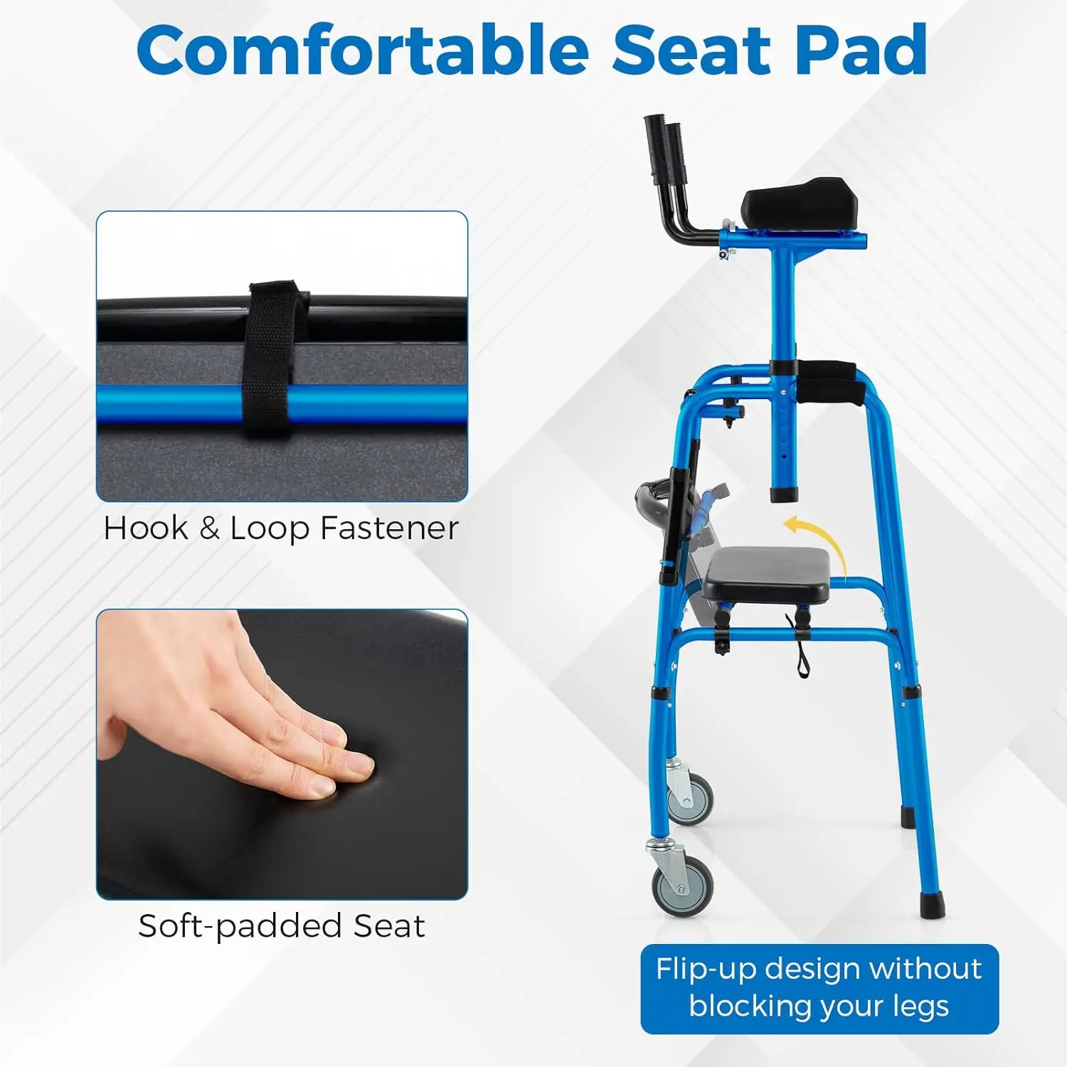 Senior Lightweight Upright Mobility Walker With Seat - Image 5