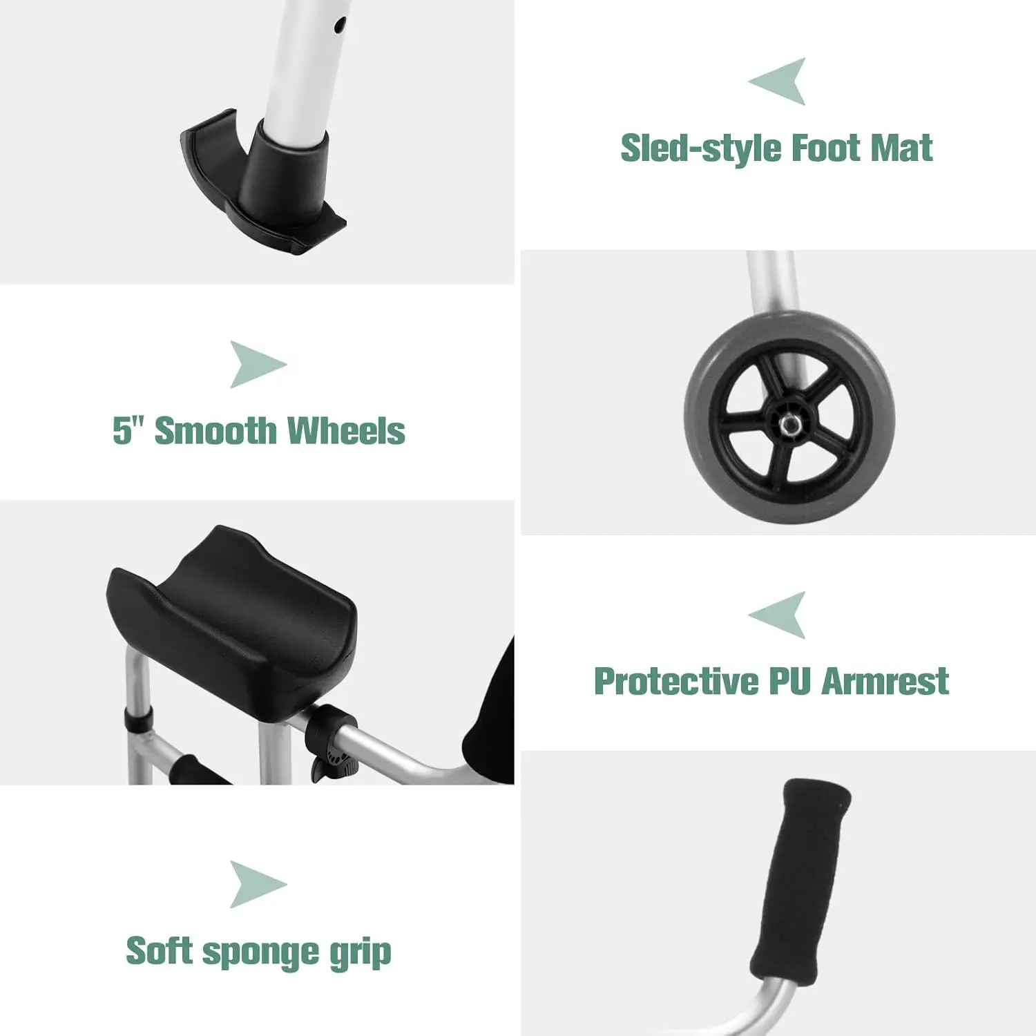 Senior Lightweight Upright Mobility Walker With Seat - Image 4
