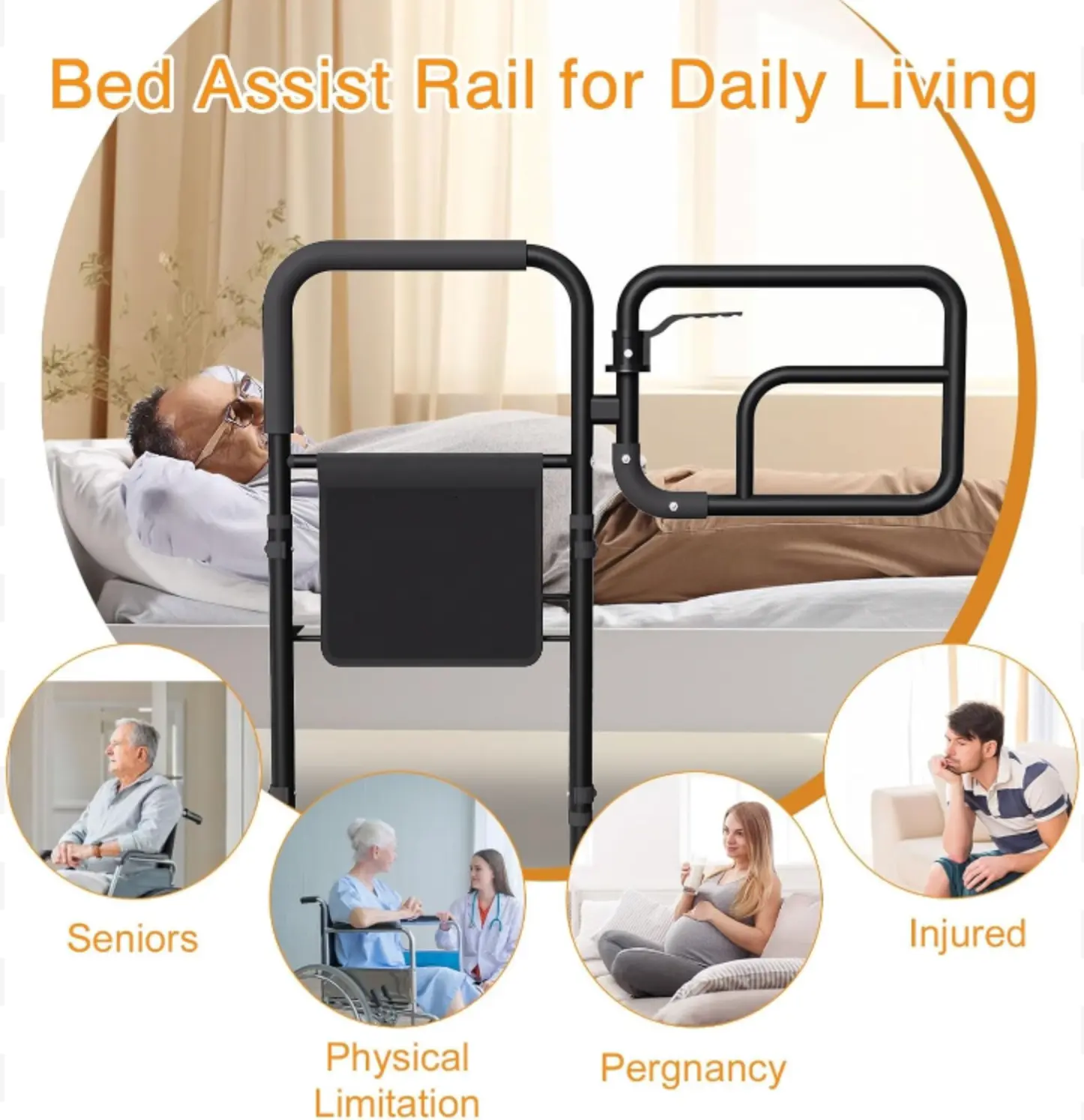 Senior Safety Bed Rail (Swing Handle) - Image 4