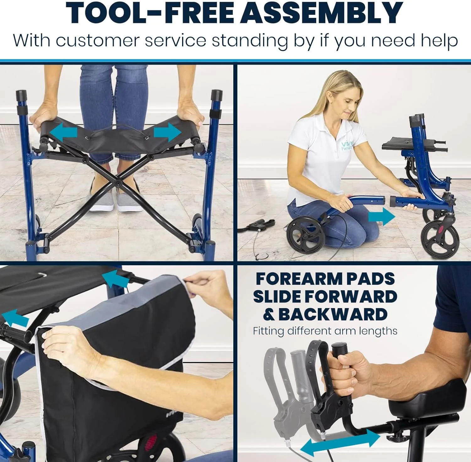 Senior Upright Mobility Walker With Seat - 300lb Capacity - Image 6