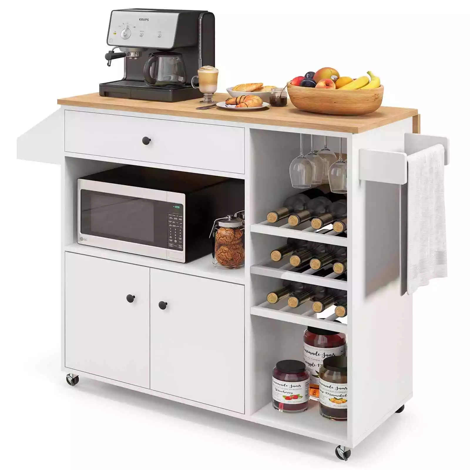 Seth Kitchen Island With Wheels & Seating - Image 3
