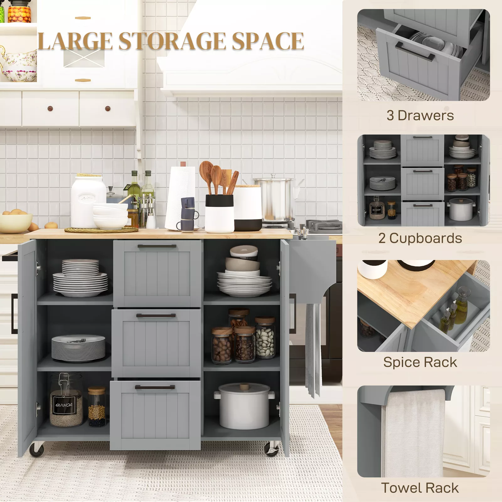 Shania Drop Leaf Kitchen Island - Image 3