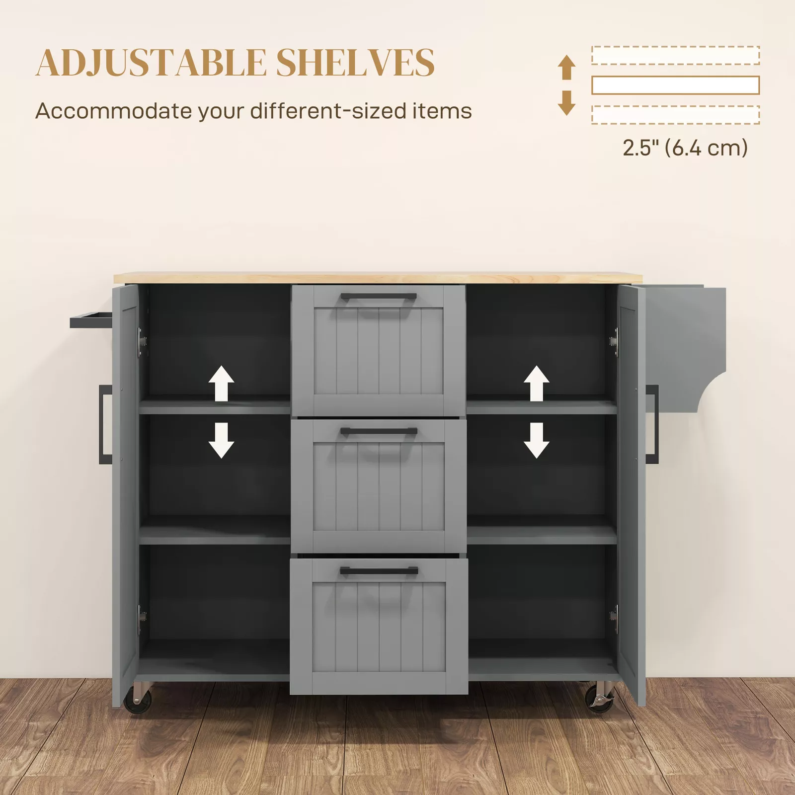 Shania Drop Leaf Kitchen Island - Image 5