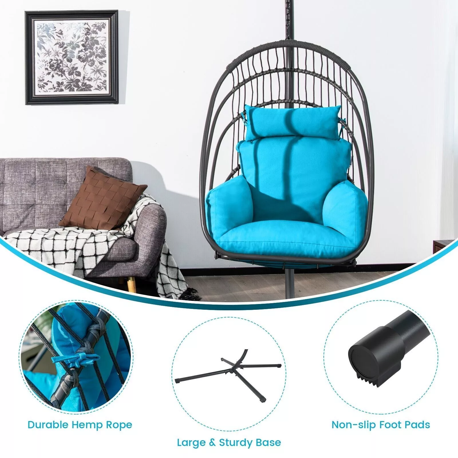Sian Hanging Outdoor Garden Egg Chair - Image 3