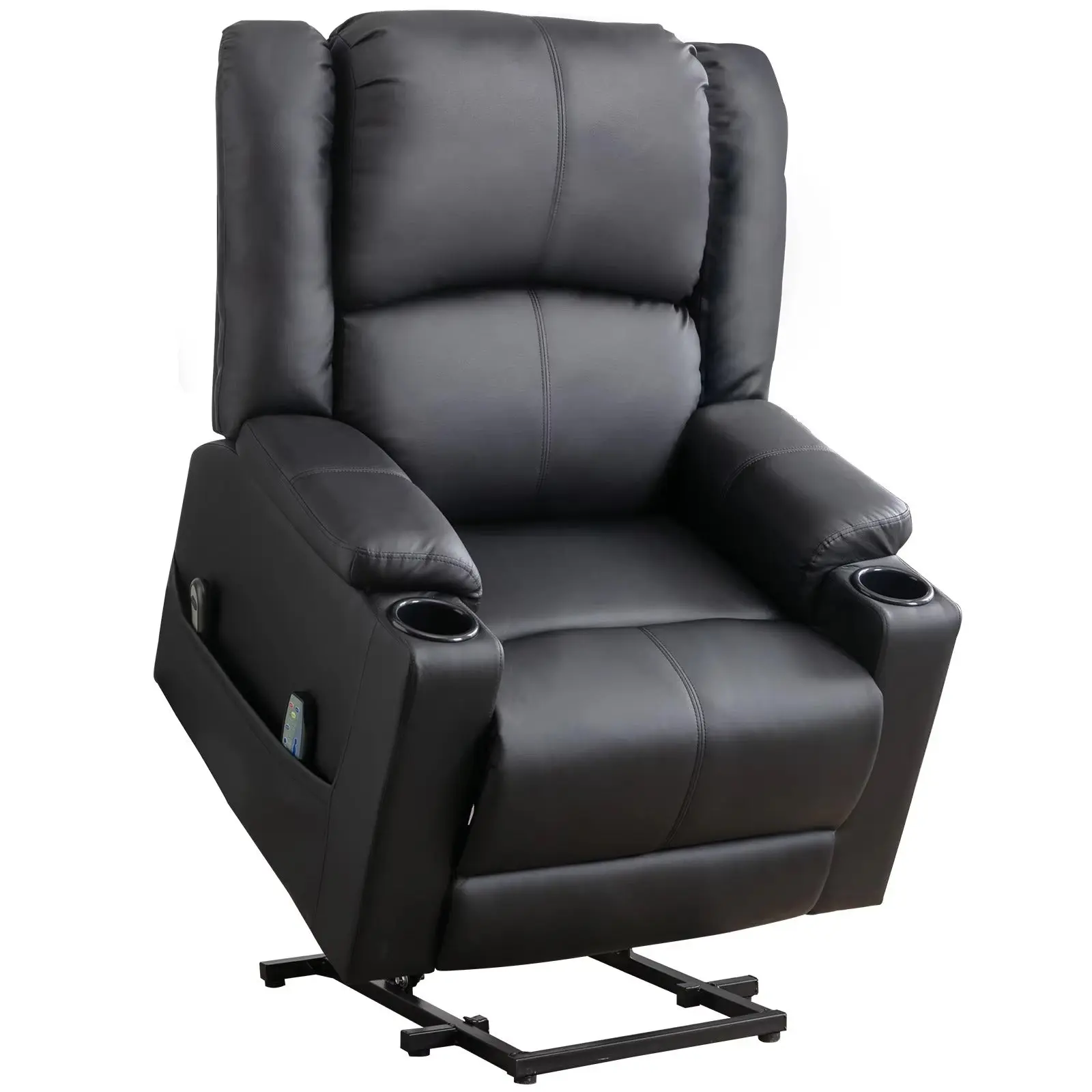 Single Seater Manual Air Leather Recliner with Built-In Cup Holder and Side Pocket