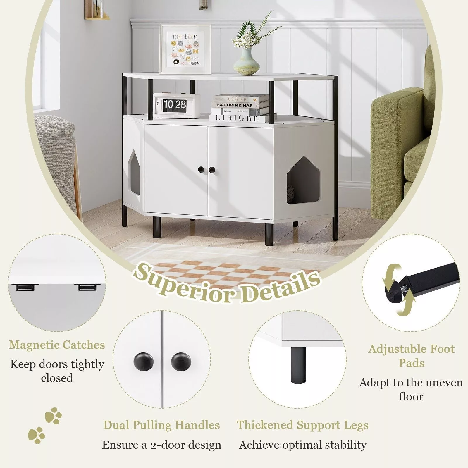 Slater Cat Litter Box Enclosure Cabinet - Image 7