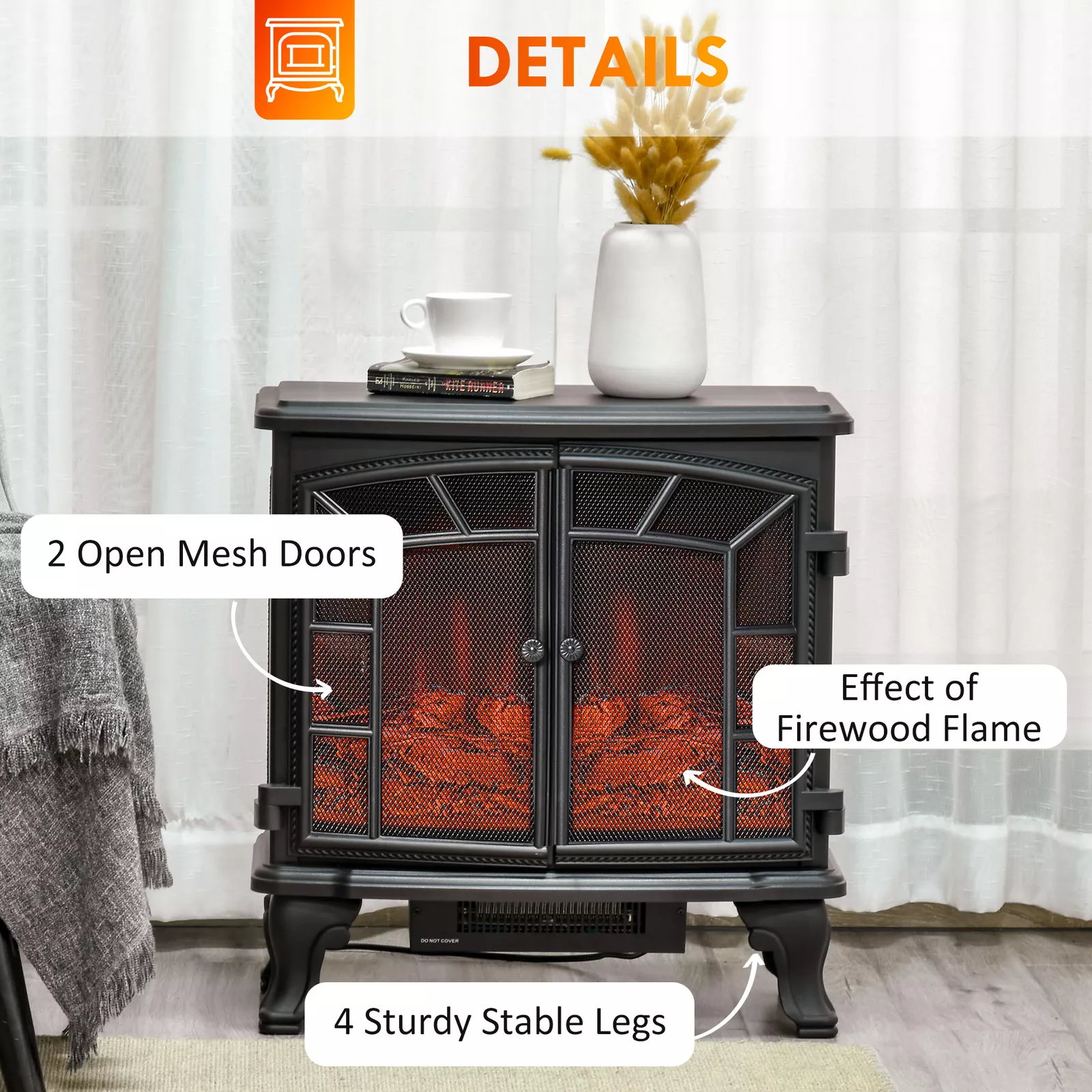 Small Decorative Electric Log Fireplace - Image 5