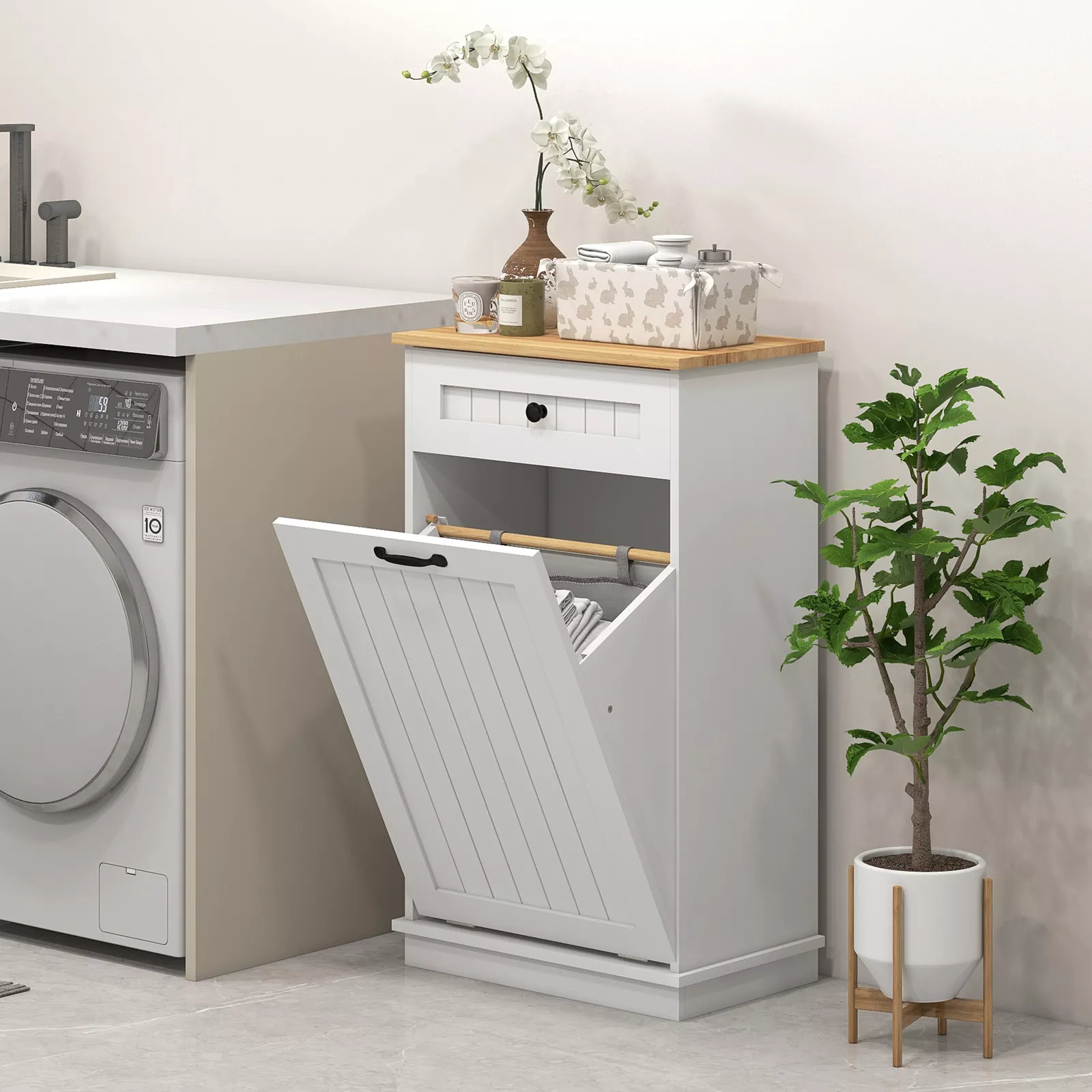 Small Tilt Out Laundry Room Cabinet