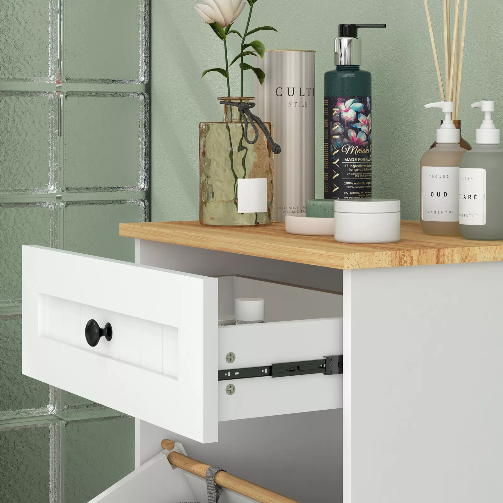Small Tilt Out Laundry Room Cabinet - Image 6