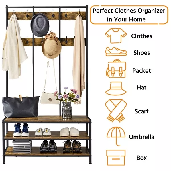 Smith Coat Stand With Shoe Rack - Image 6