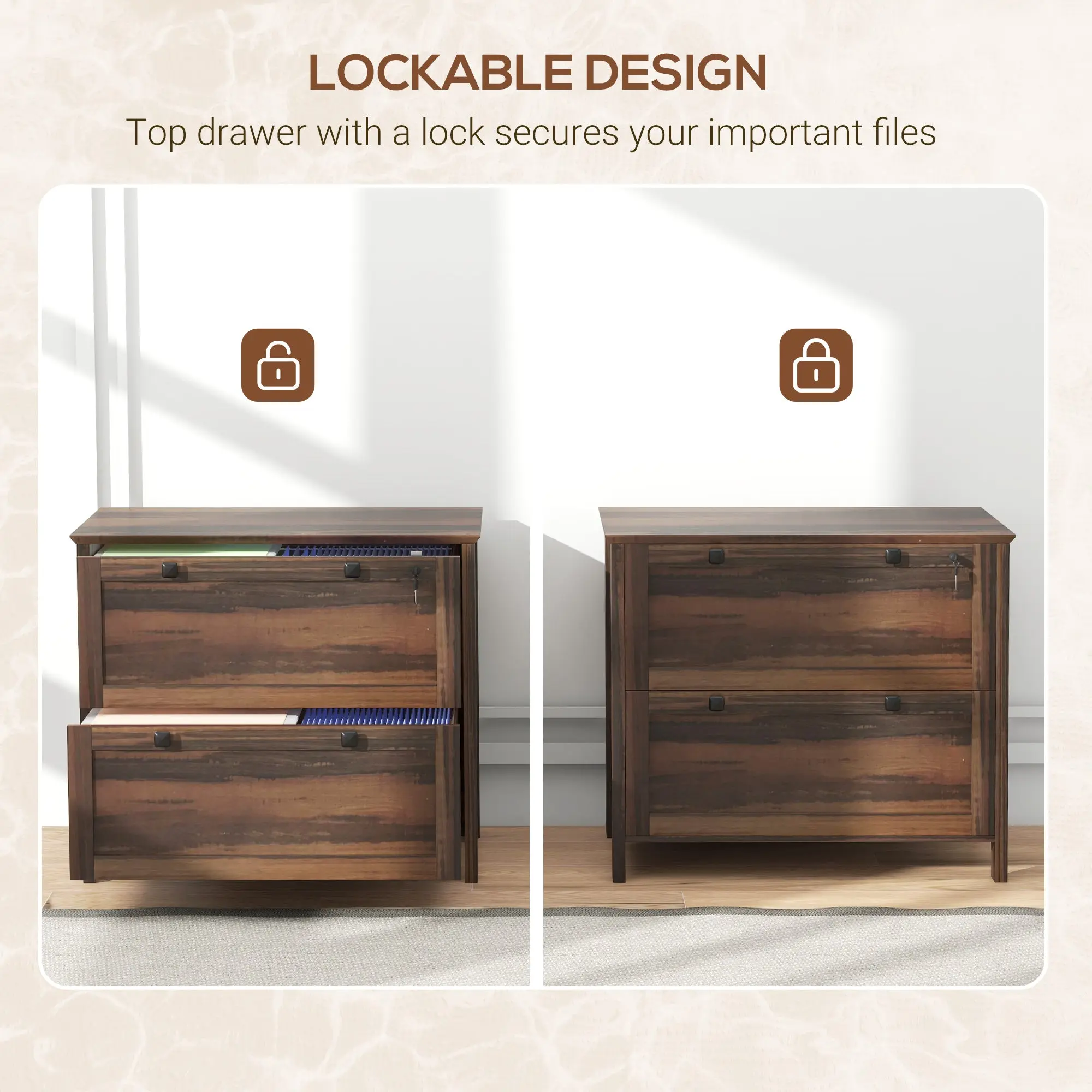 Solis 2 Drawers Lateral Filing Cabinet With Lock - Image 7