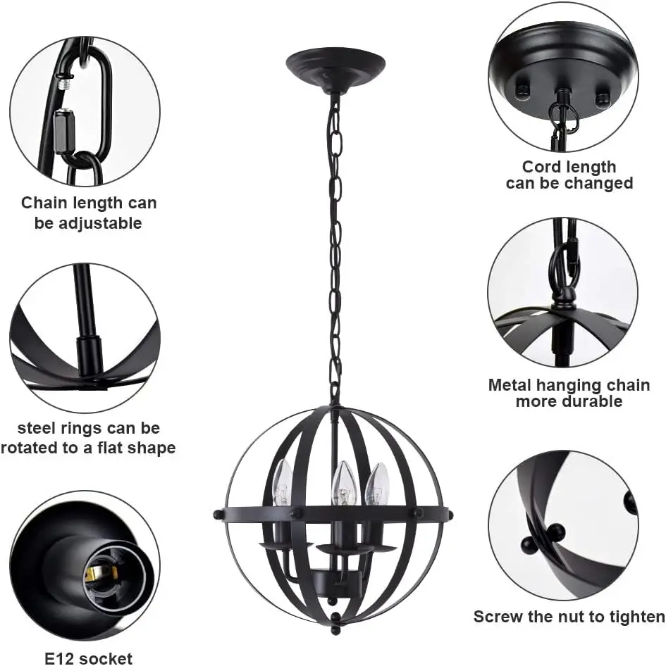 Sphere Farmhouse Dining Room Chandelier - Image 3