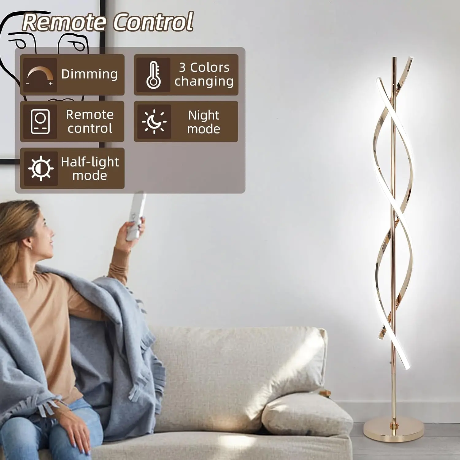 Spiral Modern Living Room Floor Lamp - Image 2