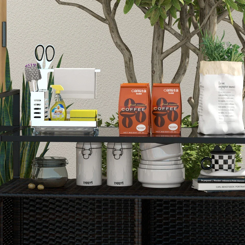 Talha Rattan Outdoor Bar Cart - Image 6