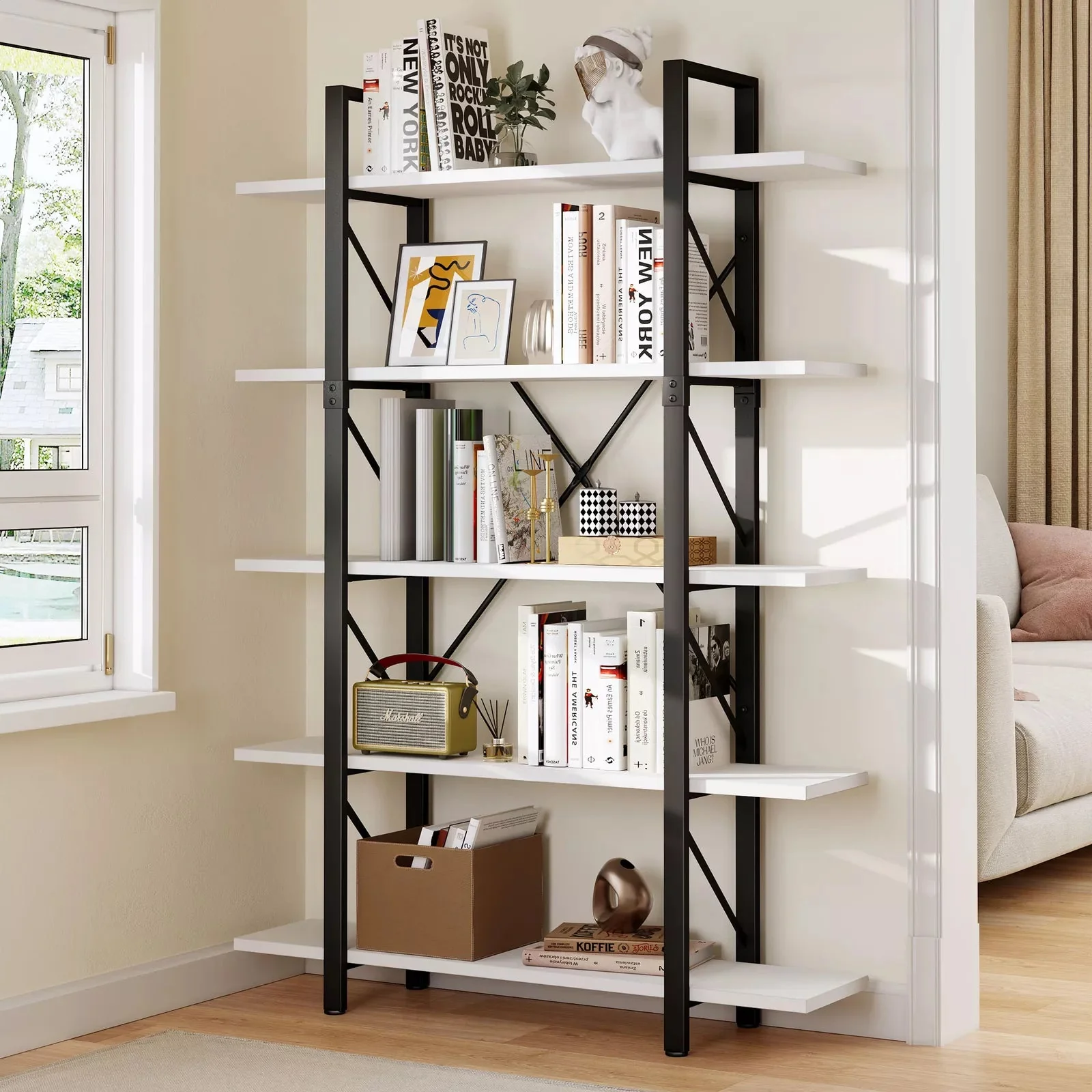 Tall Industrial Bookcase Bookshelf - Image 7
