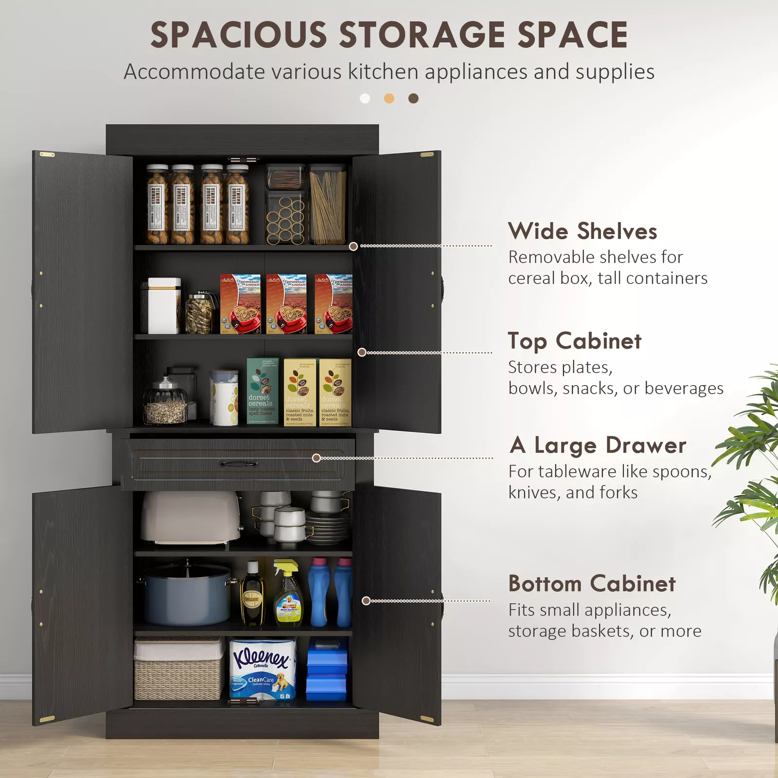 Tammy Farmhouse Kitchen Pantry Cabinet - Image 4