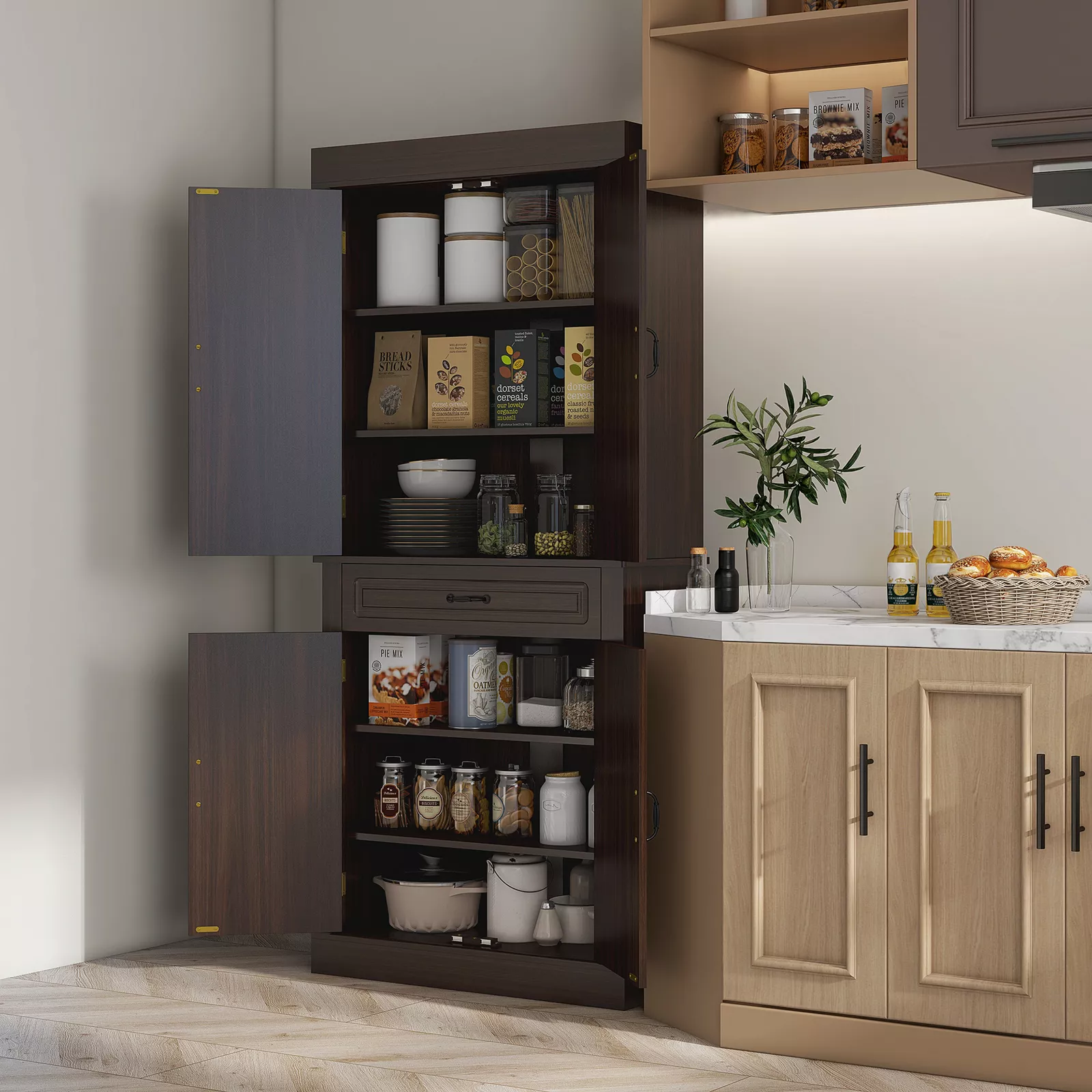 Tammy Farmhouse Kitchen Pantry Cabinet - Image 9