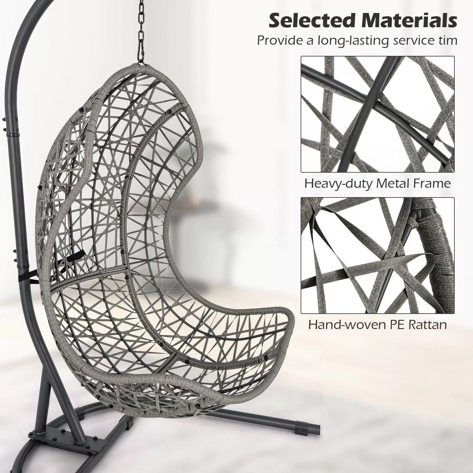 Tanya Hanging Outdoor Garden Egg Chair - Image 3