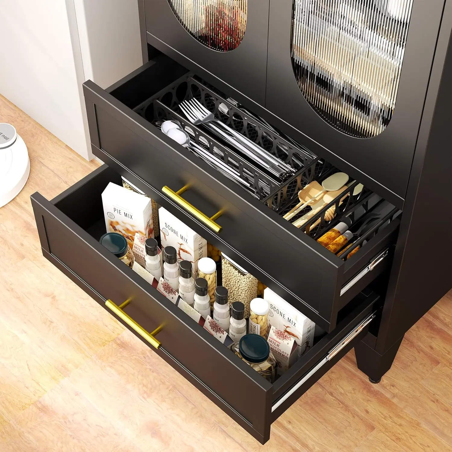 Tess Black Cabinet With Glass - Image 4