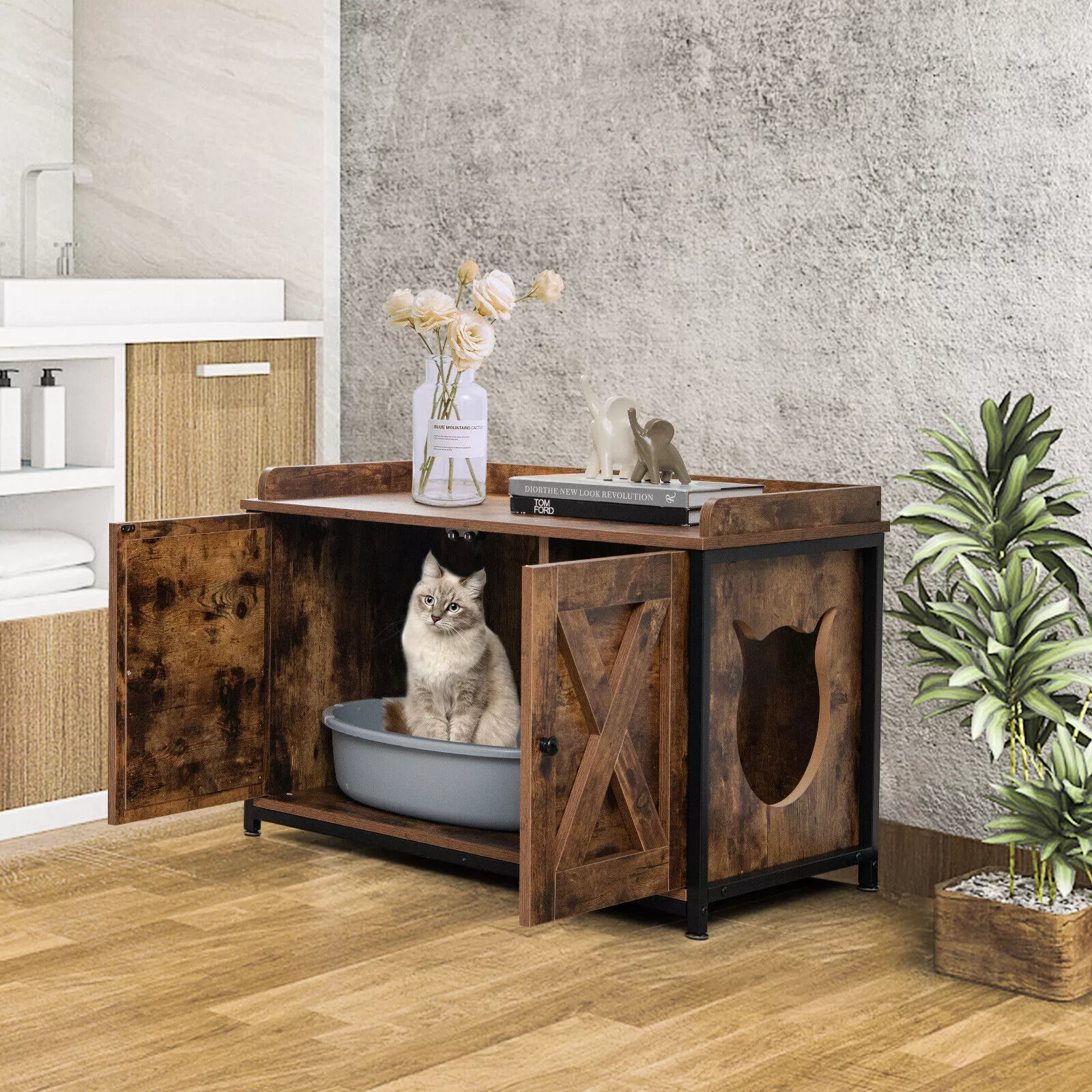 Todd Cat Litter Box Enclosure Cabinet